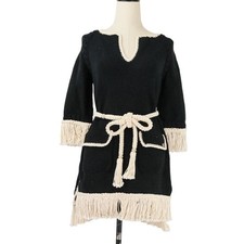 18C CHANEL Fringe Tweed Dress P58133 Size 34 Black Women USED