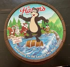LARGE VINTAGE HAMM'S ROLL OUT THE BEAR'EL BEER SIGN - 17" ACROSS - HAMM' S BEAR