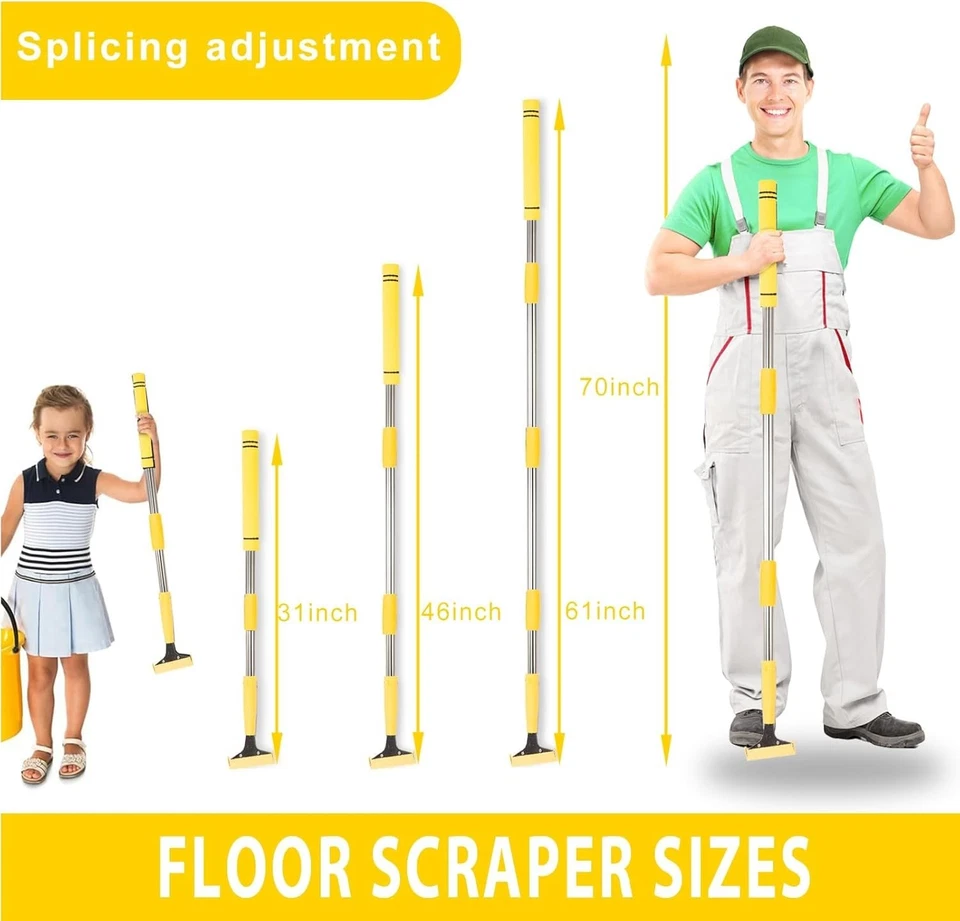Rascador de piso mango largo resistente, rascador de piso de 31-61" rascador de piso de alta resistencia para Foto 2 de 4