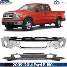 Front Bumper Chrome Steel & Lower Valance Kit For 2009-2014 Ford F-150