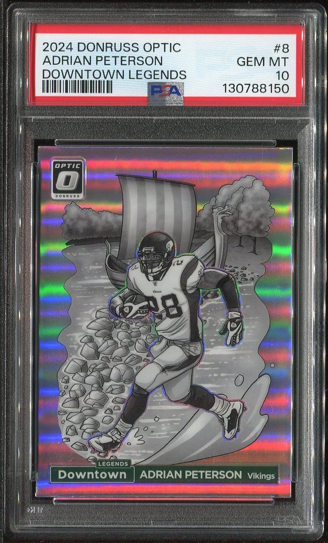 2024 Adrian Peterson Donruss Optic Legends Downtown #8 Minnesota Vikings PSA 10