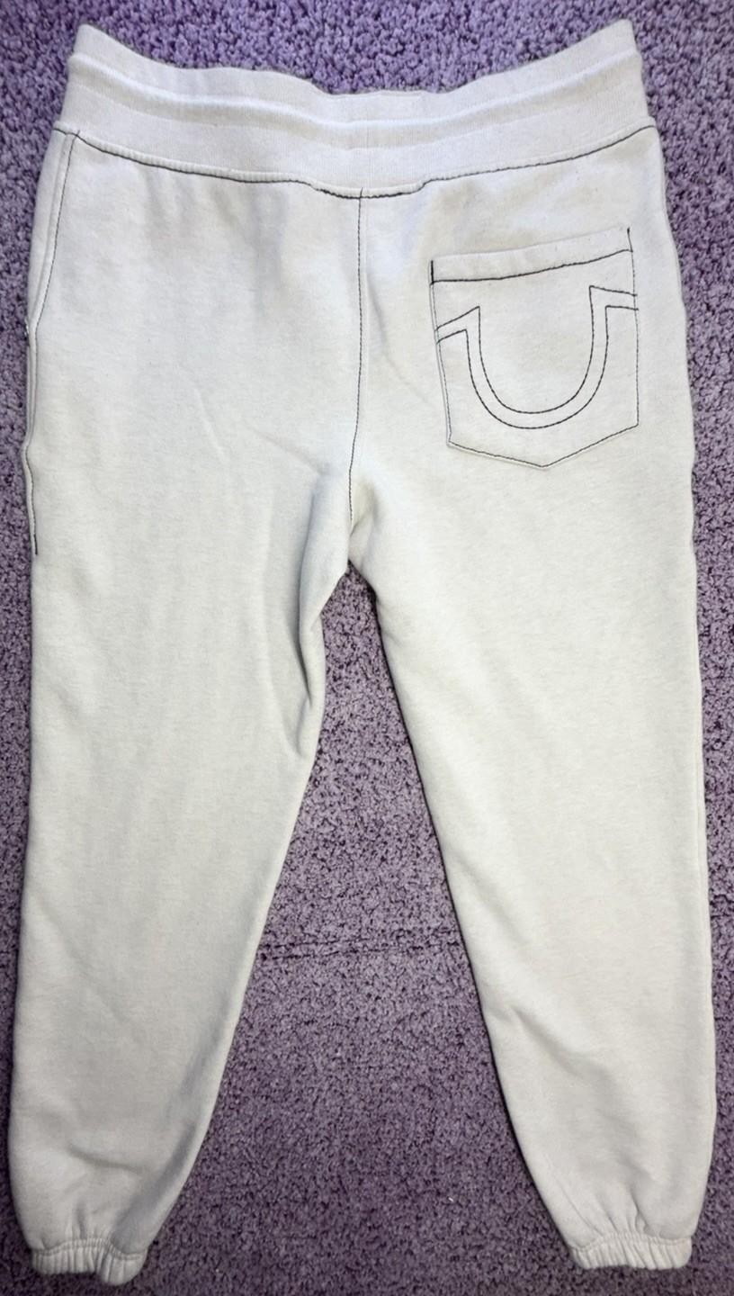 True Religion World Tour Jogger Sweatpants Men’s Medium Cream Fleece thumbnail 4