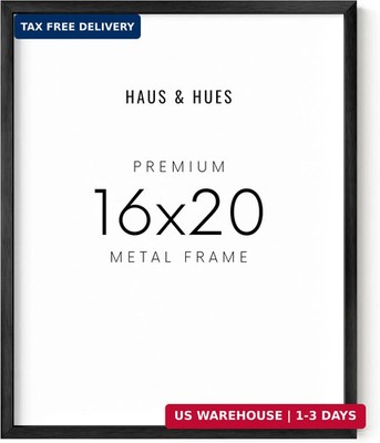 HAUS AND HUES Black Metal Picture Frame, 16x20 inches, Premium Quality, Wall Mou