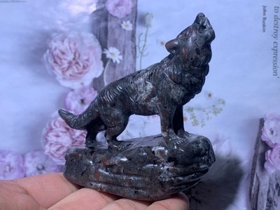 3.3''+ Natural yooperlite quartz wolf skull crystal healing crystal gift 1x