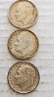 1954 P-D-S 10c Silver Roosevelt Dimes,  Nice Condition.      729