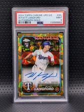 2024 Topps Chrome Update Sapphire Wyatt Langford RC GOLD Refractor Auto PSA 9 MT