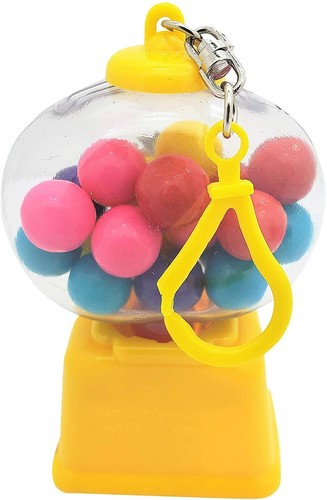 Llaveros para máquina dispensadora de bolas de goma amarillos de 4" con bolas de goma incluidas (1 paquete) - Imagen 3 de 11