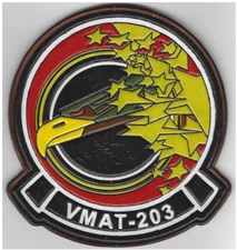 4.25" MARINE CORPS VMAT-203 HAWKS COLOR LEATHER PATCH