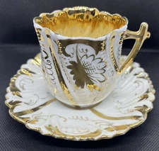 Gold & WHITE TEA CUP AND SAUCER SET