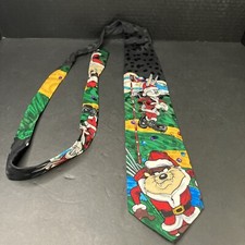 Men's Tie 90's Looney Tunes Bugs Bunny Tasmanian Devil Taz Christmas Golf Silk