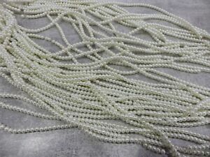 JOB LOT : 10 strings of Glass Pearl 4mm Round Beads: #66C Ivory 2100 beads