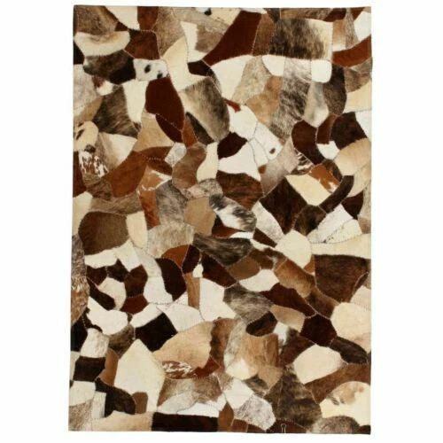 Tapis marrons en forme rectangle en cuir pour la maison