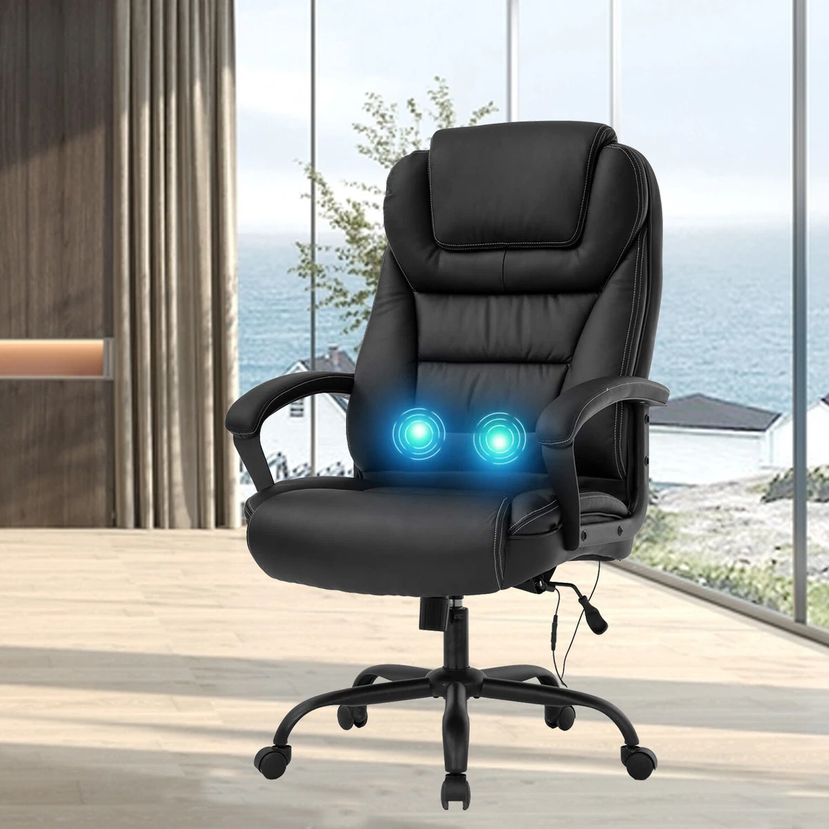 Big and Tall Office Chair 500lbs Cheap Desk Chair Ergonomic Computer Chair  High Back PU Executive Chair with Lumbar Support Headrest Swivel Chair for