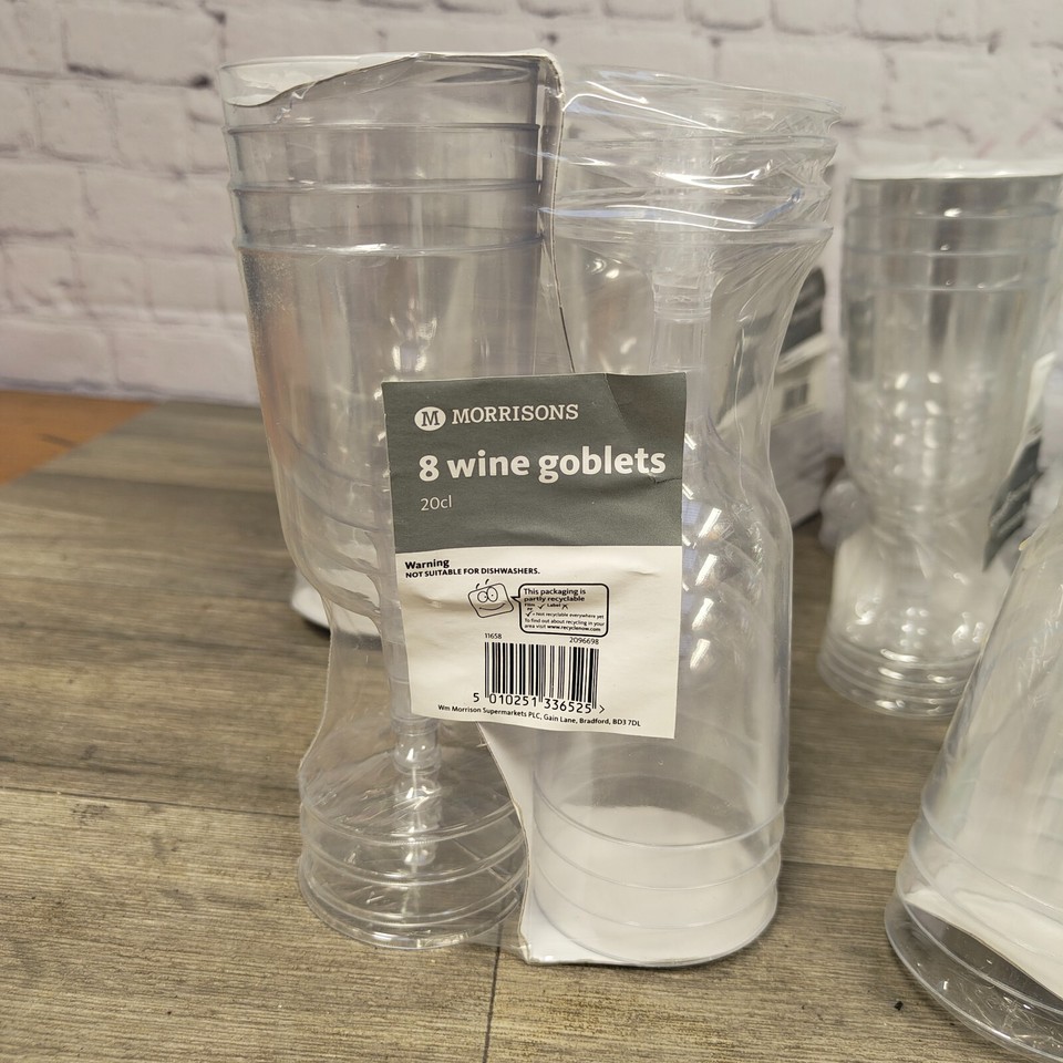 Large Job Lot Of 120 Clear Disposable Plastic Wine Glasses eBay