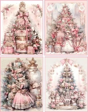 8 Christmas Pink Shabby Chic Vintage Victorian glossy blank Christmas Card