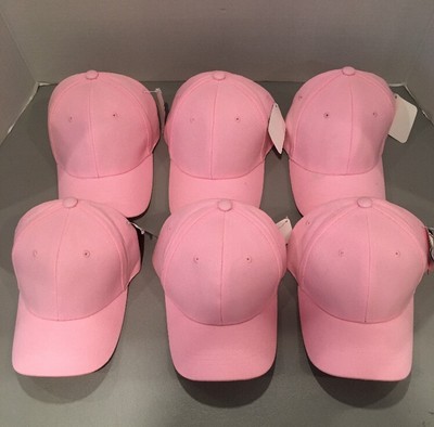 6 Girl's Pink Baseball Caps