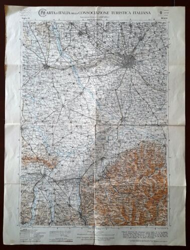 Carta geografica antica MILANO PAVIA 1938 1:250.000 TCI 1906-31 Antique map - 第 1/5 張圖片