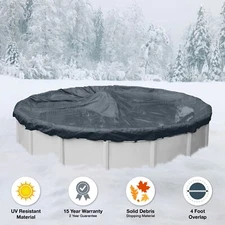 28' HEAVY Round Above Ground Winter Swimming Pool Solid Cover 15 Yr Wrnty 4FT OL