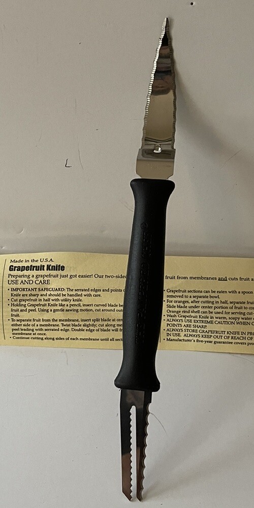 Pampered Chef Two Sided Grapefruit Knife 1265 Plastic Tube, Opened But