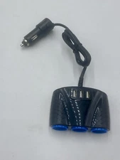 12V Power Adapter Plug, 3 Way USB Car Charger Cigarette Lighter Socket Splitter