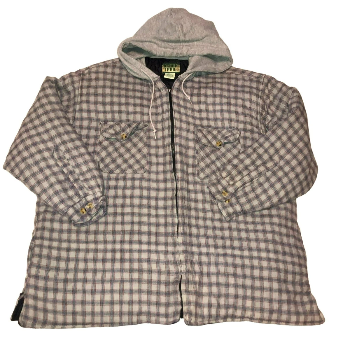 VTG OZARK TRAIL FLANNEL QUILT LINED JACKET SIZE 3XL GRAY HUNTING FISHING MENS