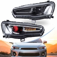 Projector Headlights Wsequential For 2008-2018 Mitsubishi Evo Xled Demon Eye