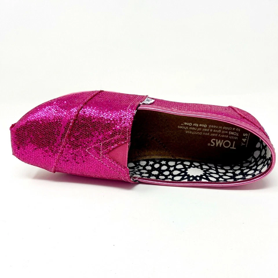 Sapato plano Toms Classics rosa quente glitter juvenil casual lona - Imagem 4 de 4