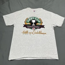 Vintage 1995 Grey Cup Graphic Tee Single Stitch Grey XL Saskatchewan 