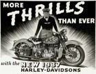 1937 HARLEY DAVIDSON MOTORCYCLE NEW MODELS VINTAGE MORE THRILLS AD 8.5x11 POSTER