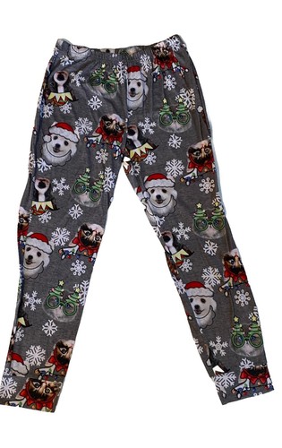 Justice Christmas Fun Dog & Cat Pattern Pajama Set Girls Size 18/20 Gray Red - Picture 5 of 17