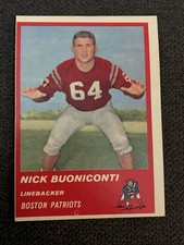 1963 Fleer #10 Nick Buoniconti Rookie Card Boston Patriots NM. rookie card picture