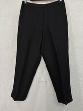 Vintage Talbots 100 Irish Linen Ankle Pants Capri 8 Black Lined Trousers EUC