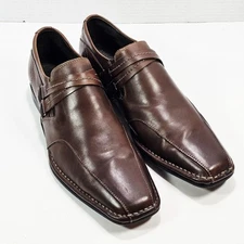 Kenneth Cole NY Brown Leather Loafers Way Out There Mens 11 M Monk Strap FS