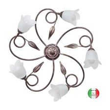 Plafoniera a soffitto in ferro battuto 5 luci Silvia 33601 Made in Italy