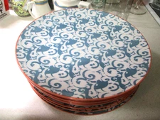 PIERS Turquoise White Dinner Plates Better Homes & Gardens (Set of 7)  EXCELLENT