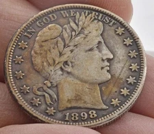 RAW ungraded fine or better 1898P Barber half dollar