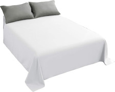White Flat Sheet, Ultra Soft and Comfortable Microfiber Top Sheet Twin Size