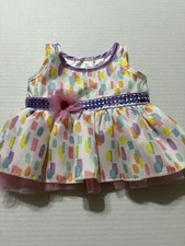 Build A Bear BAB Party Dress White With Multicolored Spots Sequin Stripe