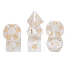 7Pcs Polyhedral Dice Set for Role Playing Games, Pearlescent White
