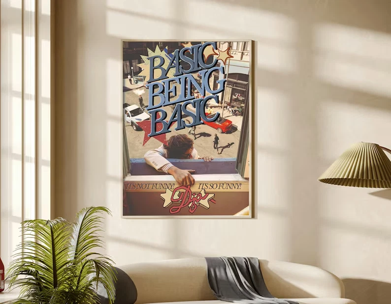 Djo Basic Being Basic Rolled Poster, Vintage Collage Wall Art