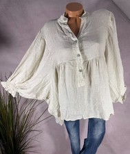 Bohemian rein Leinen Tunika Bluse Italy Ballonärmel NATUR one size