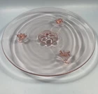 Pretty Vintage Depression Era Pink Glass Footed Cake Plate ~ 9 1/2 in.
