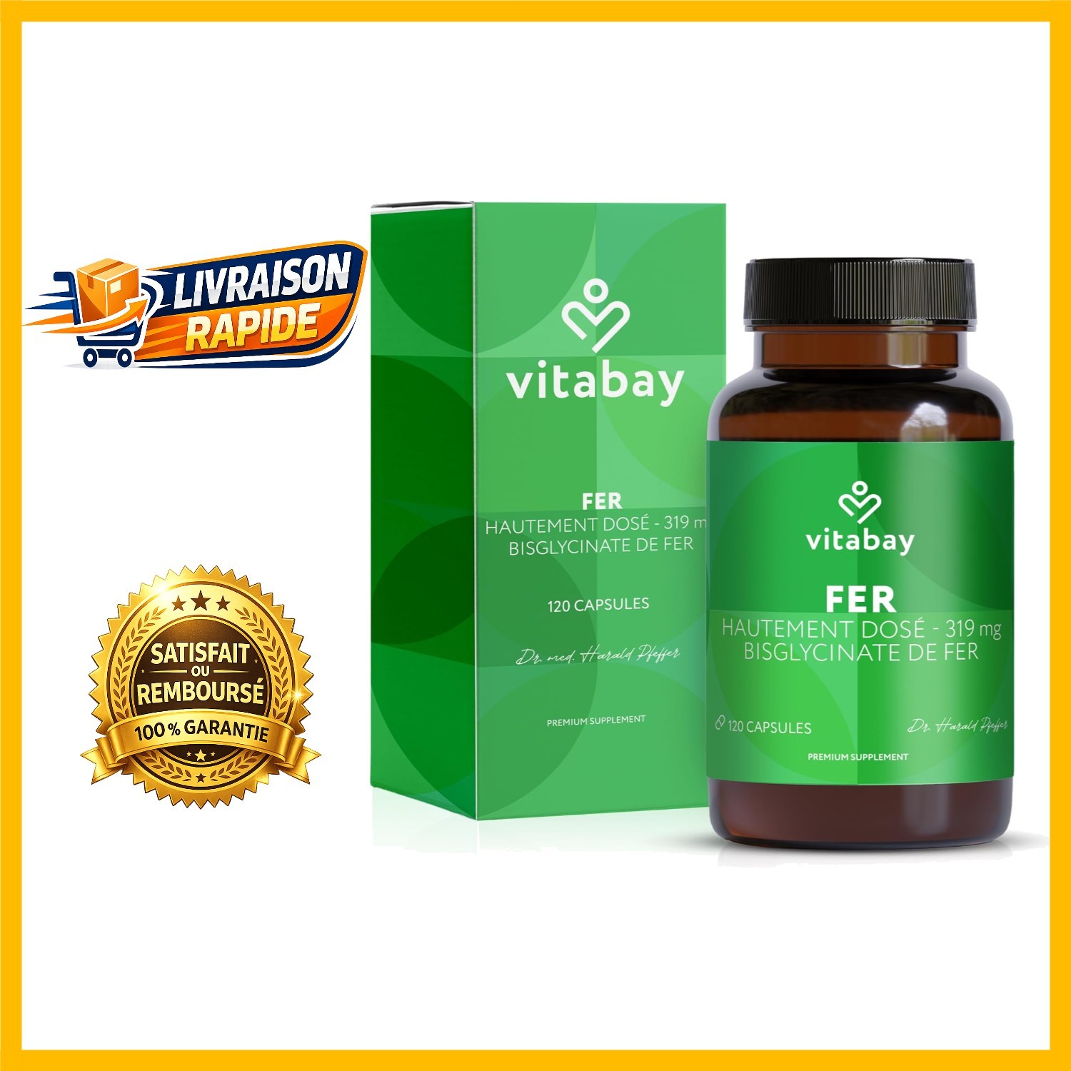Fer Bisglycinate 50 mg Vitabay | Solution Fatigue et Carence en Fer sans Nausée