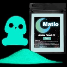 Matio Glow in The Dark Pigment Powder, 15g/0.5oz Aqua Epoxy Resin Luminous Pi...