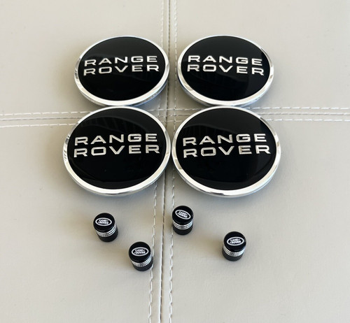 8 Piece Range Rover Wheel Center Hub Caps & Tire Valve Stem Caps Set Land Rover