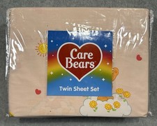Care Bears Twin Sheet Set-Flat-Fitted-1 Standard Pillowcase New Still In Package