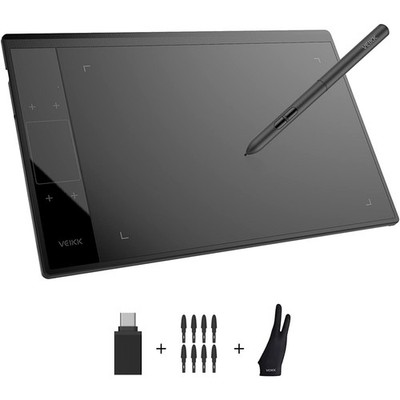 VEIKK A30 V2 Drawing Tablet 10x6 Inch Graphics 332 mm x 212 x 9 mm, Black 