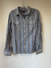 Vintage Lucky Brand Womens Top Paisley Print Button Up Size Medium Hippie