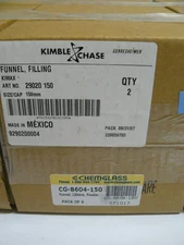 KIMBLE CHASE 29020 150 KIMAX FILLING FUNNELS 150mm NEW BOX OF 2