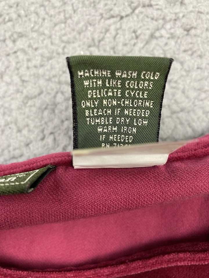 Vestido De Colección LL Bean 18 Pequeño Rojo Terciopelo Línea A Sin Mangas Maxi Modesto Minimalista Foto 3 de 4